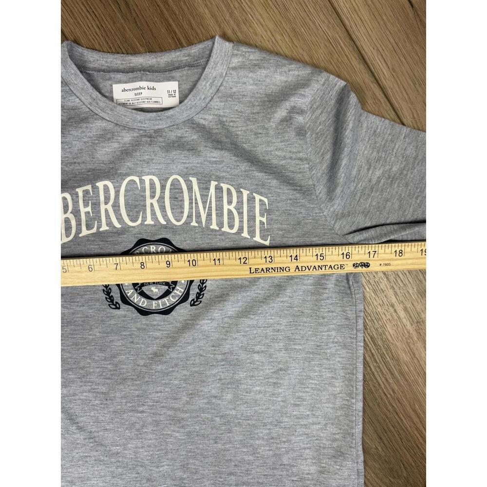 Abercrombie Kids Pajama Top Kids 10-12 Gray Long Sleeve Sleepwear Logo - Picture 4 of 6